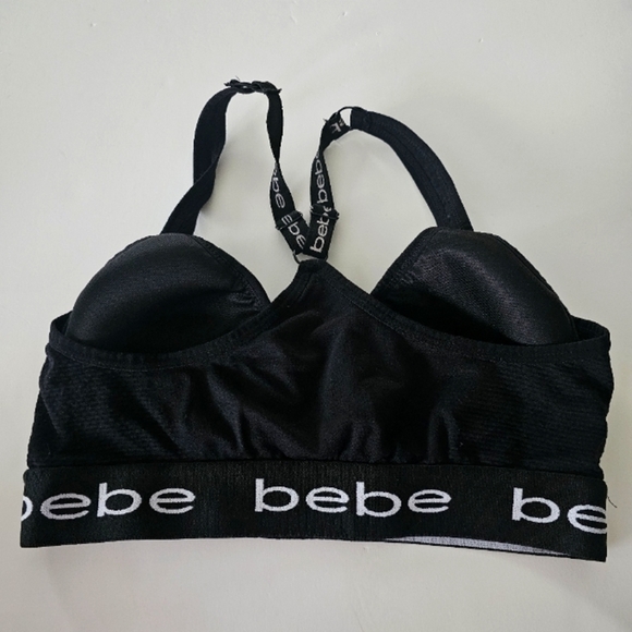 Bebe Womens Sports Bra Medium Intimates Seamless Bra Black Removeable Pads - Picture 3 of 5